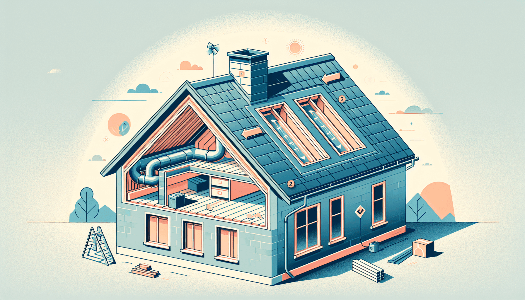 Diagram showing roof ventilation and insulation layers
