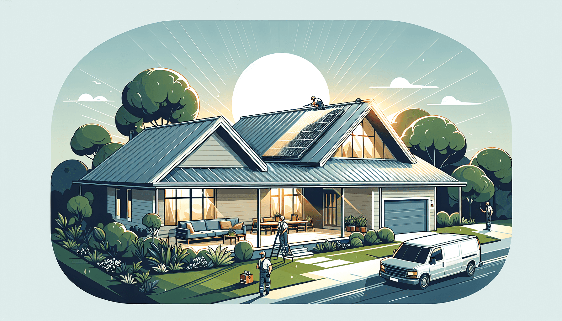 Modern home with sleek metal roof