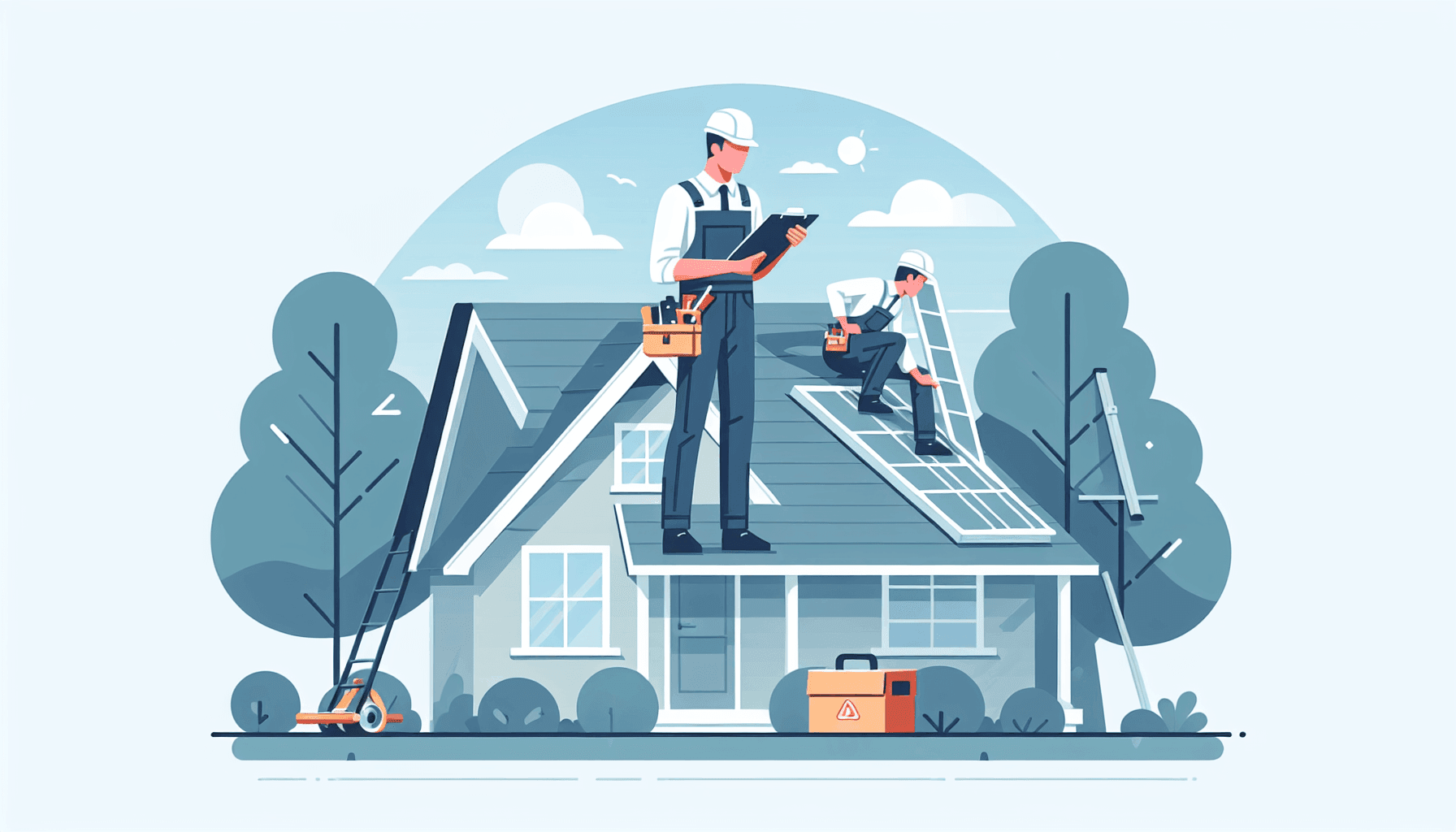 Professional roofer inspecting a well-maintained roof